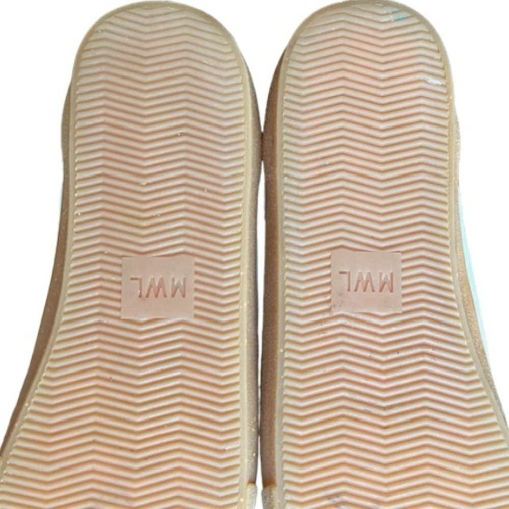 Madewell Low Sidewalk Leather Sneakers Glitter Gum Sole - White - 9.5 - Picture 7 of 10